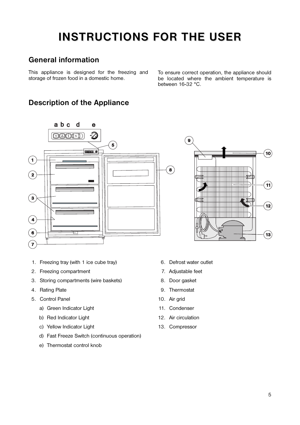 General information, Description of the appliance | Zanussi ZUT 6246 User Manual | Page 5 / 16