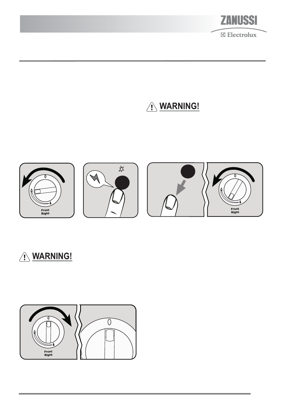 The hob, Warning | Zanussi ZKG5540 User Manual | Page 13 / 44