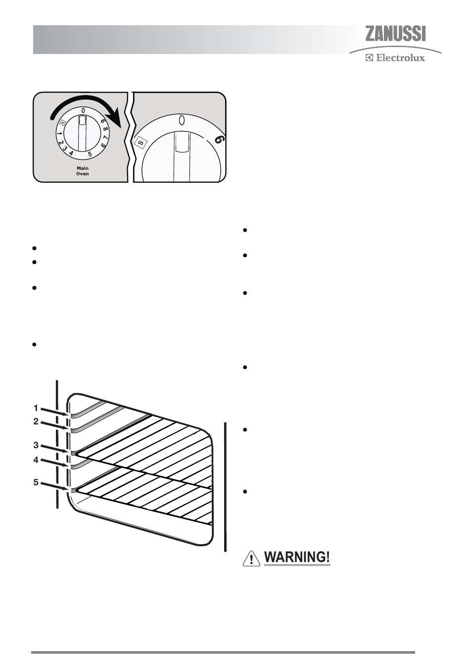 Hints and tips, Warning | Zanussi ZKG5540 User Manual | Page 21 / 44