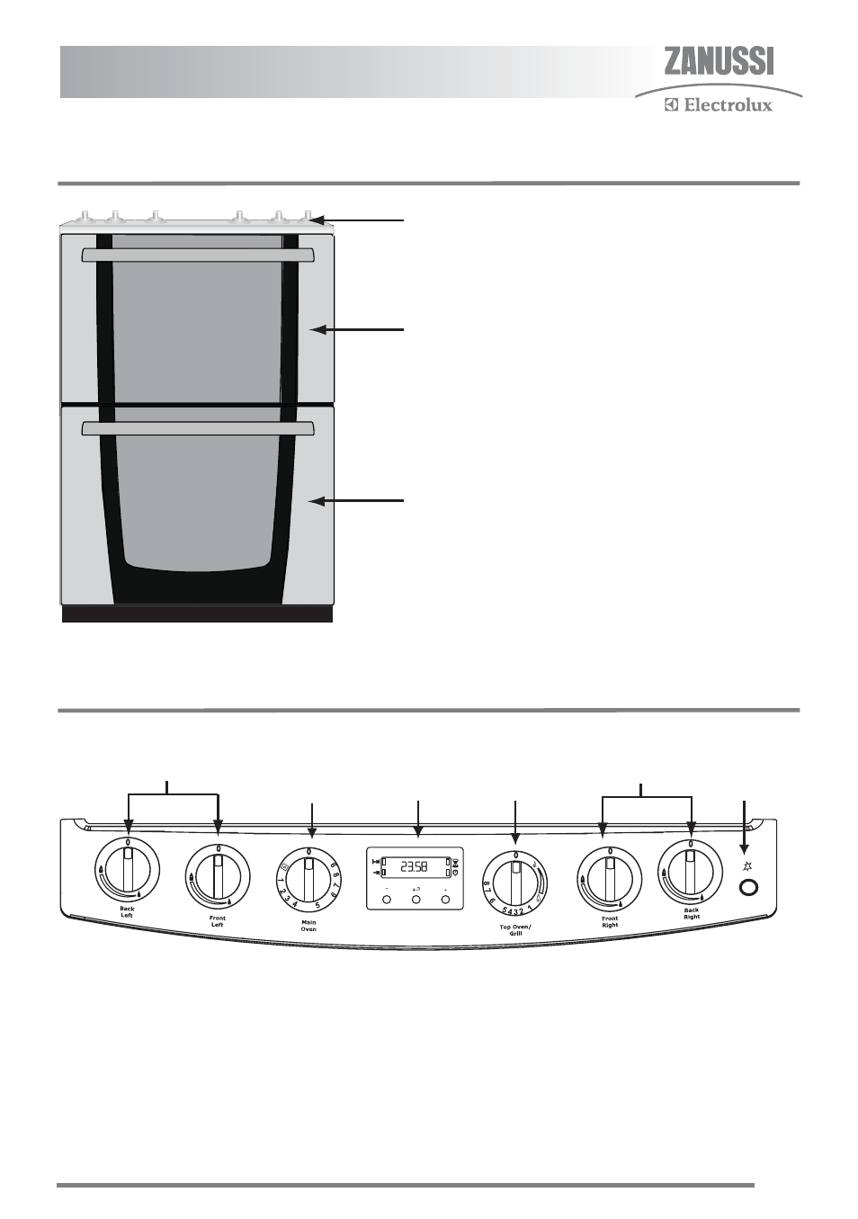 Product description, Controls and their functions | Zanussi ZKG5540 User Manual | Page 5 / 44