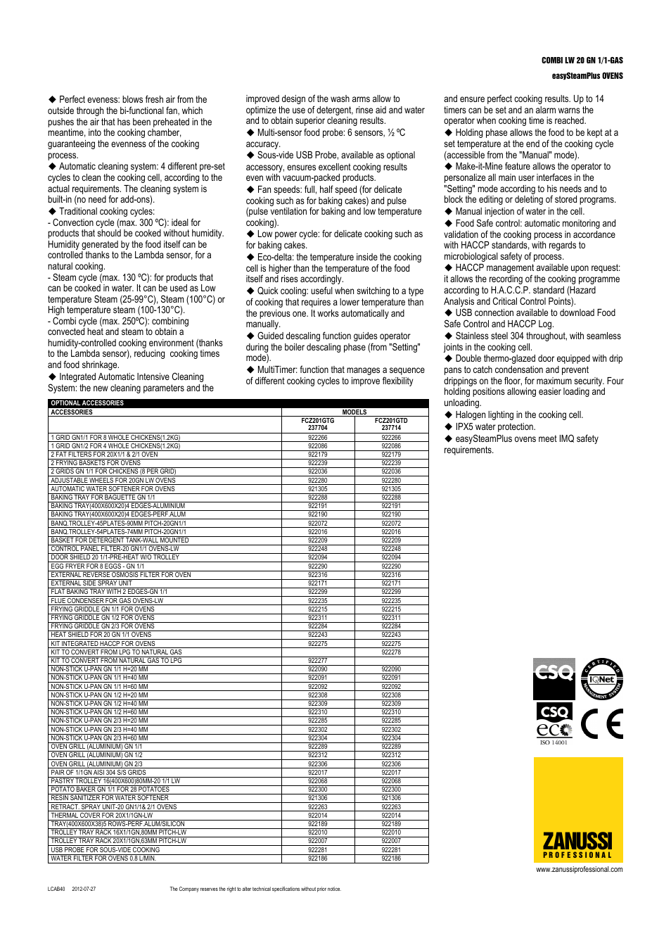 Zanussi | Zanussi easySteamPlus 237504 User Manual | Page 2 / 3