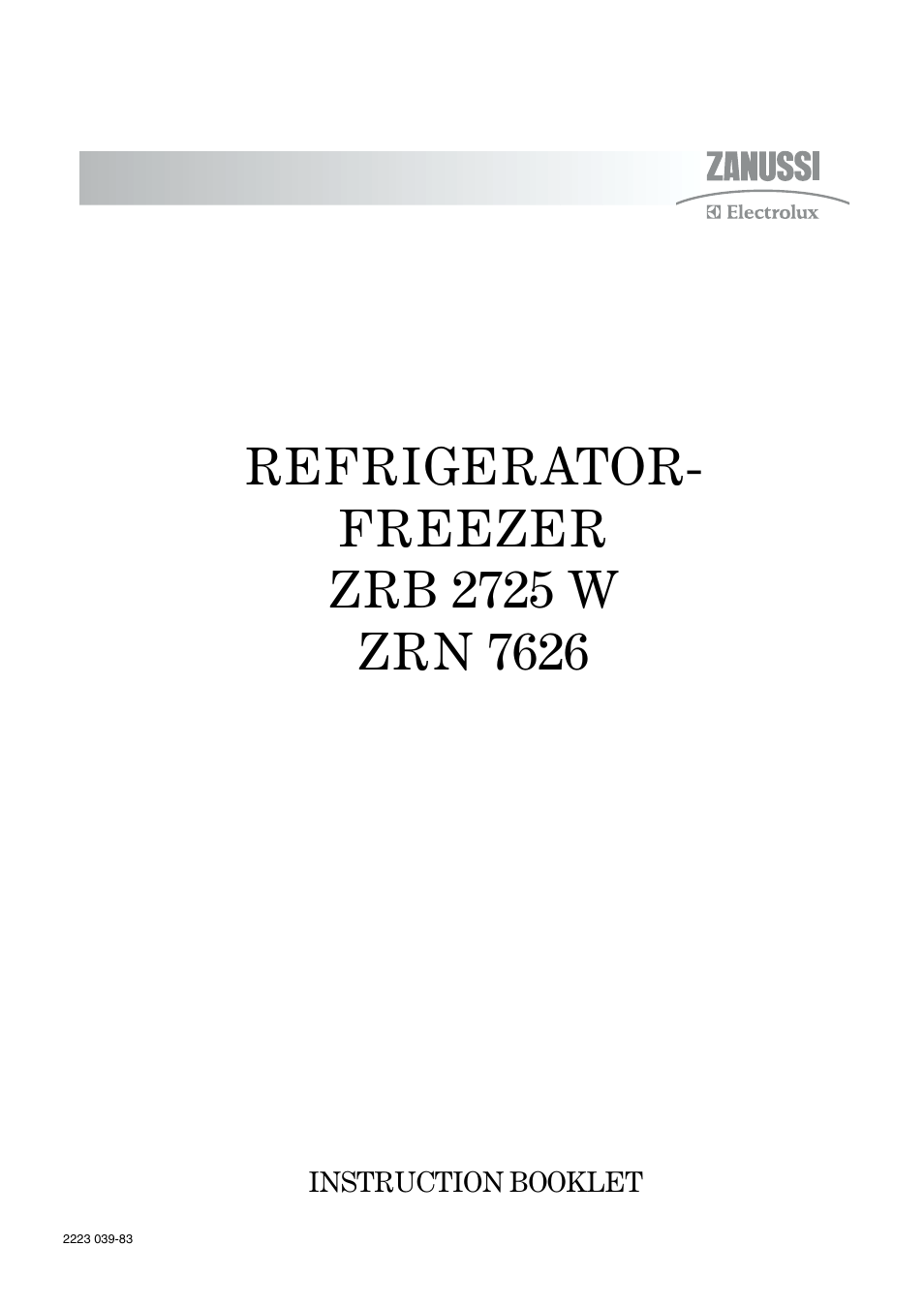 Zanussi ZRN 7626 User Manual | 20 pages