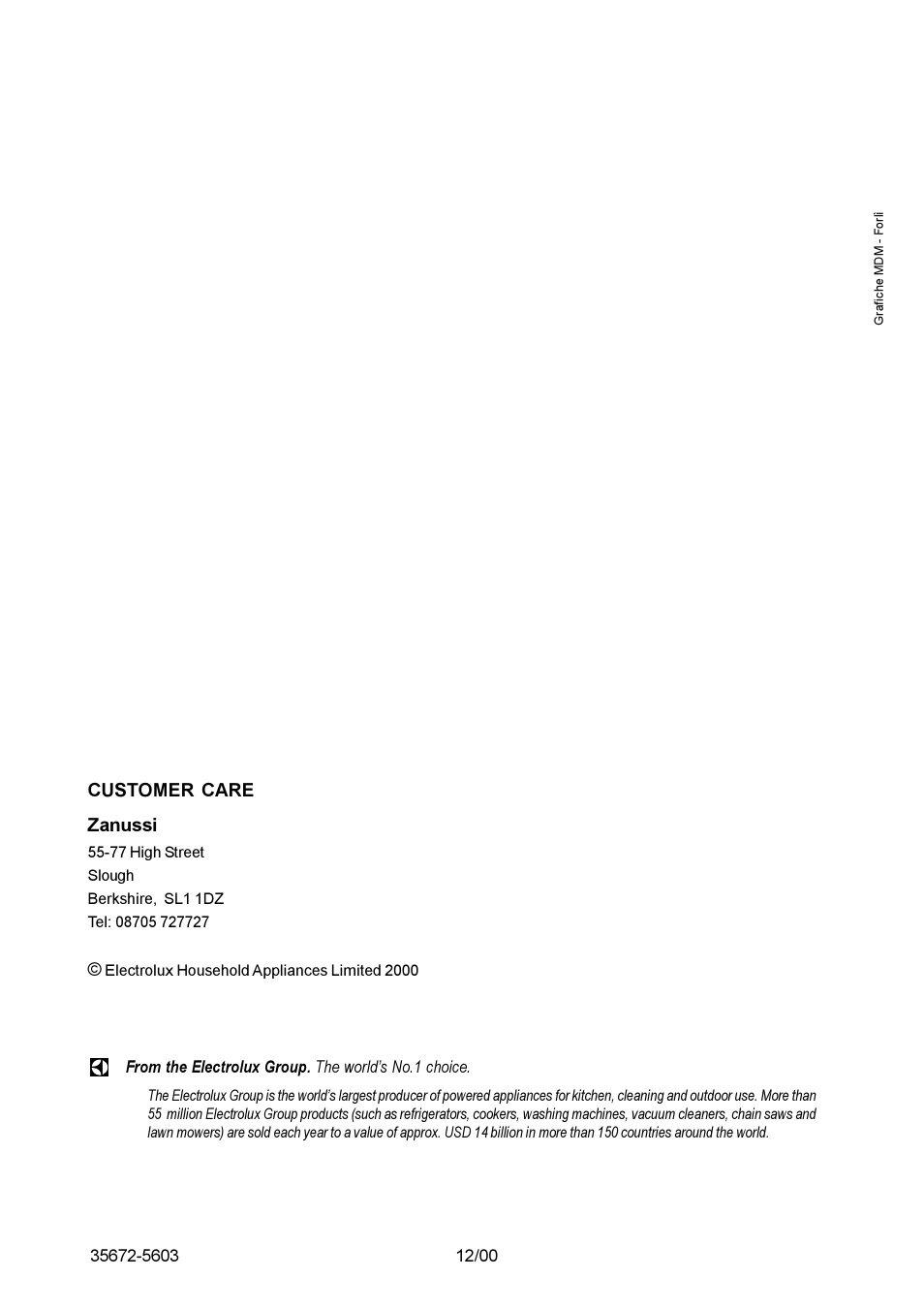 Zanussi ZGF982C User Manual | Page 16 / 16