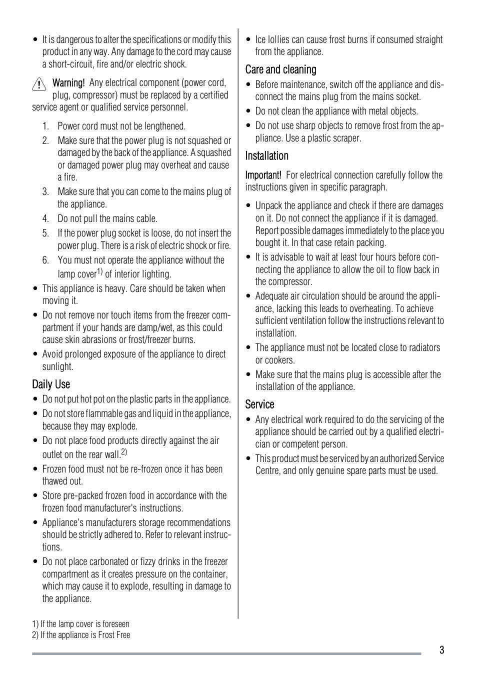 Zanussi ZFC 321 WB User Manual | Page 3 / 12