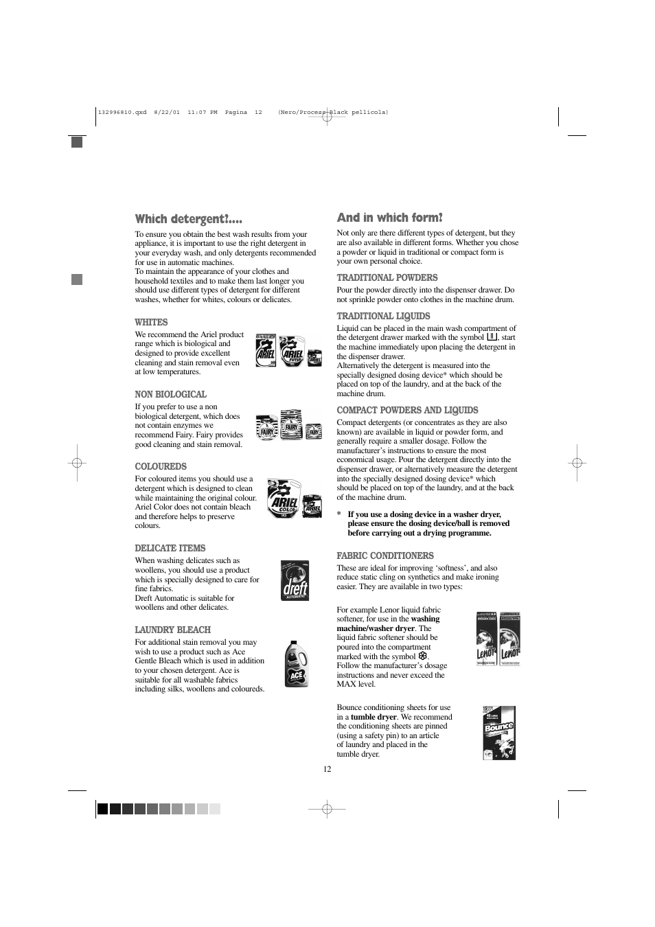 And in which form, Which detergent | Zanussi FLA 1002 W User Manual | Page 12 / 28