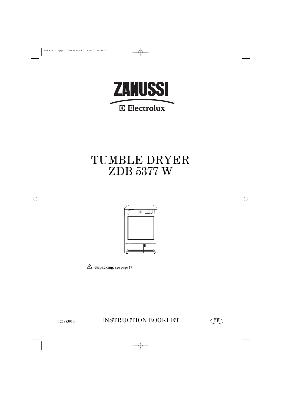 Zanussi ZDB 5377 W User Manual | 19 pages