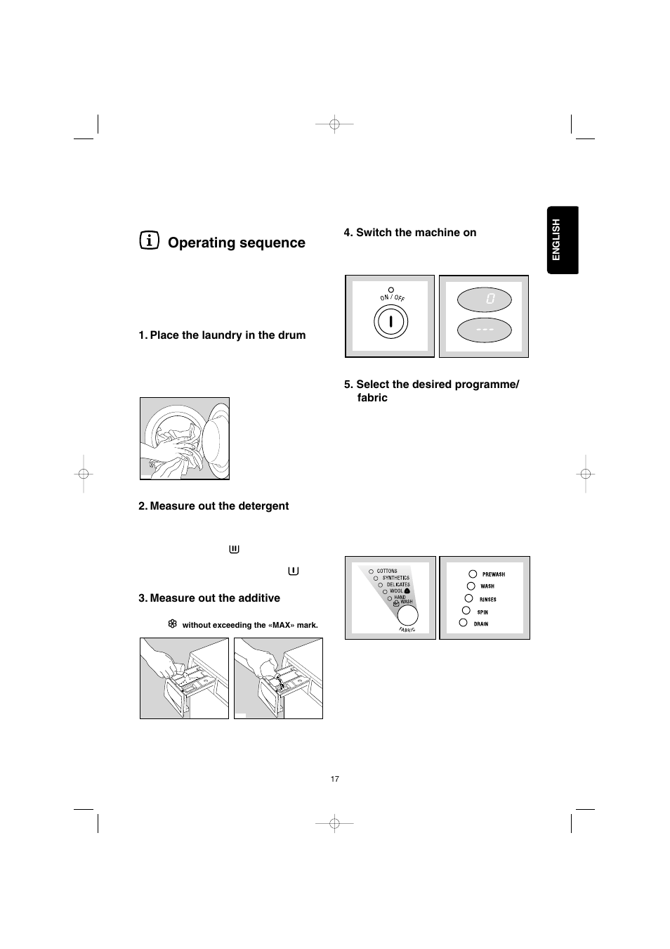 Operating sequence | Zanussi IZ10 User Manual | Page 17 / 24