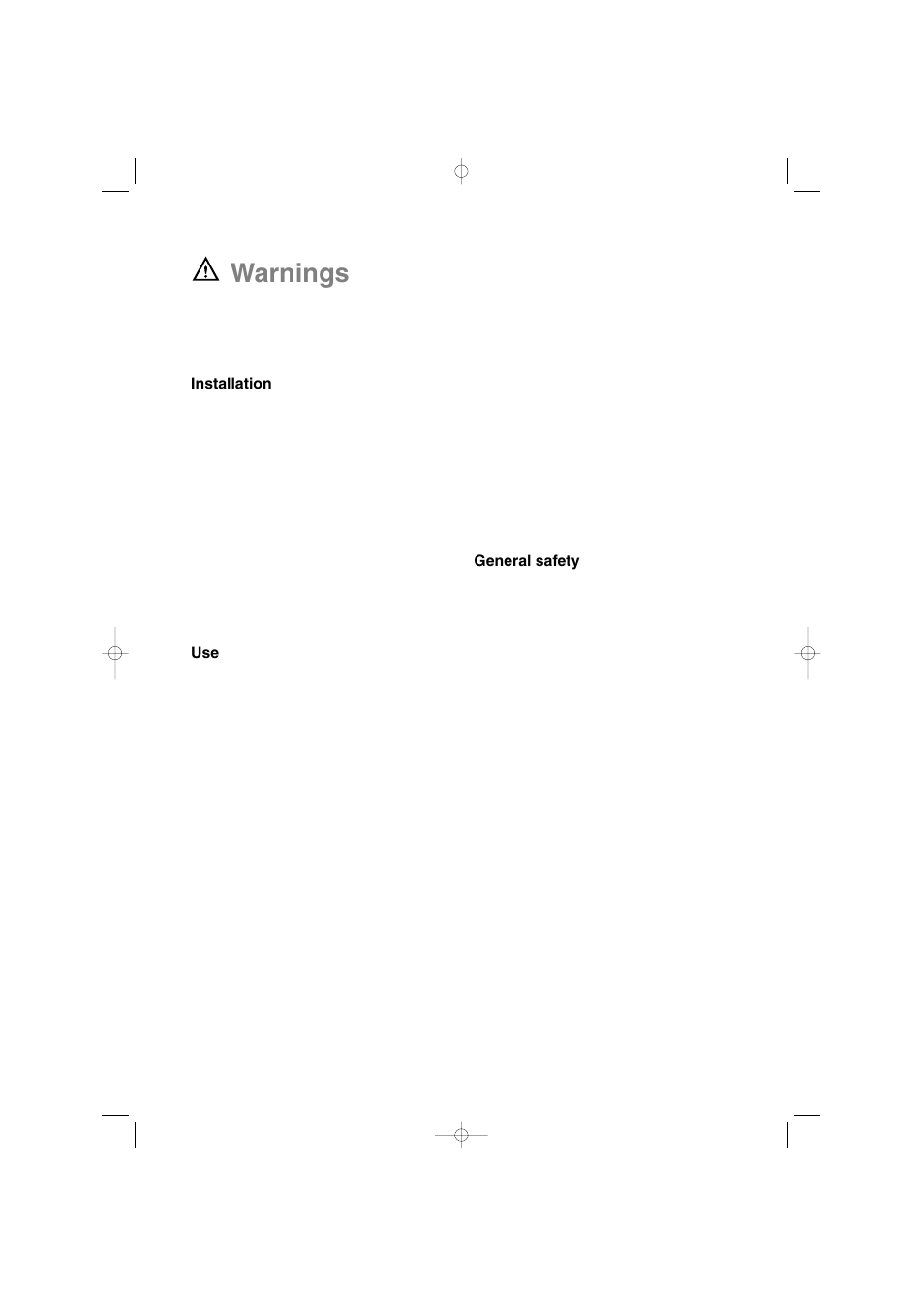 Warnings | Zanussi IZ10 User Manual | Page 4 / 24