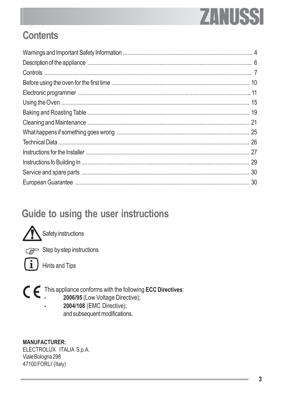 Zanussi ZOU 481 User Manual | Page 3 / 32