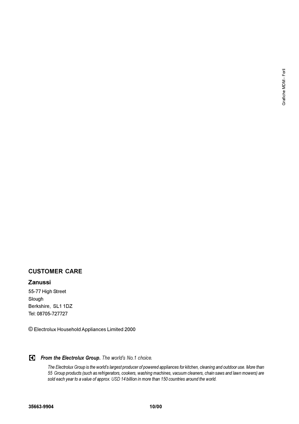 Zanussi GAS HOB User Manual | Page 16 / 16