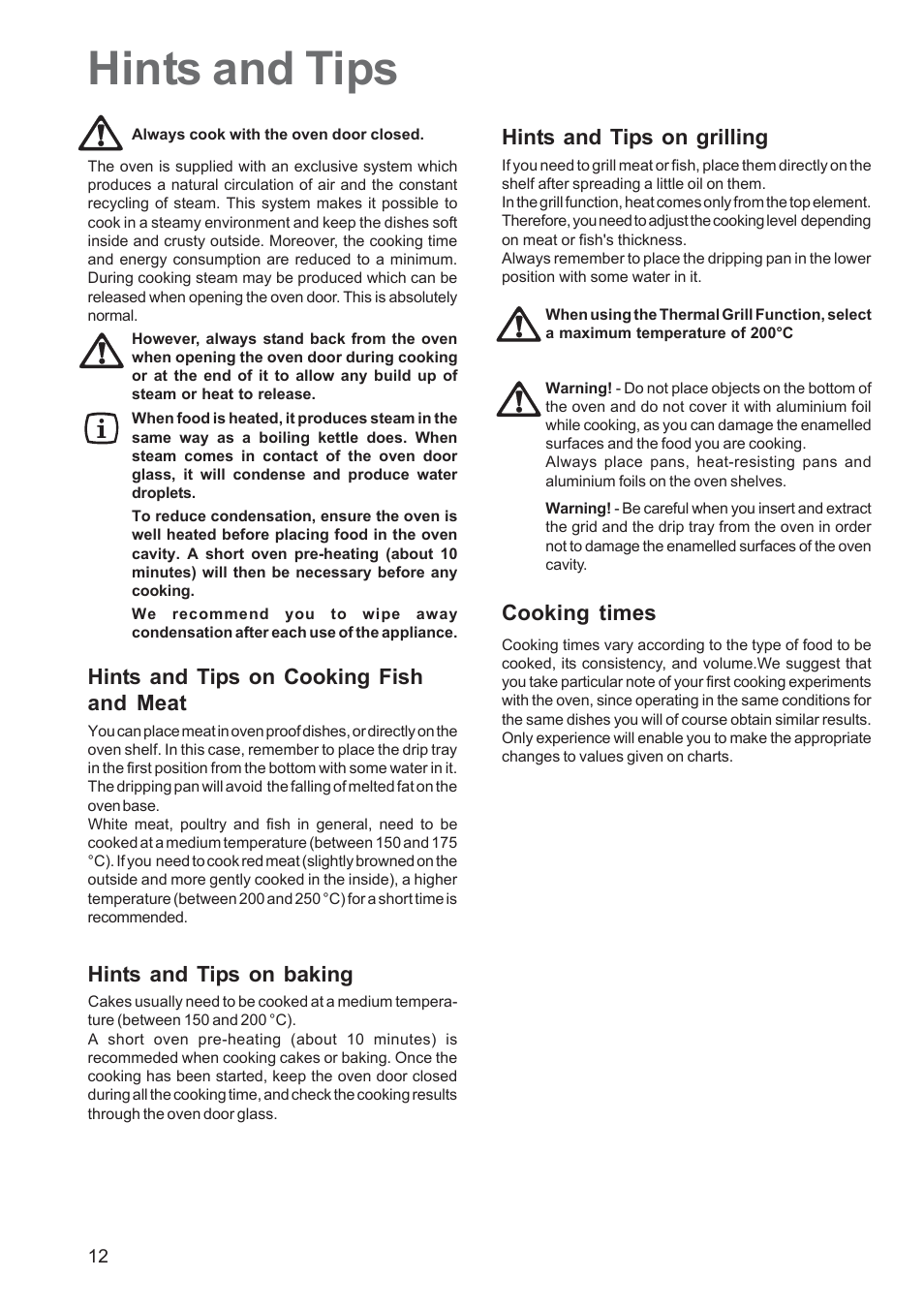 Hints and tips | Zanussi ZPB 1260 User Manual | Page 12 / 24