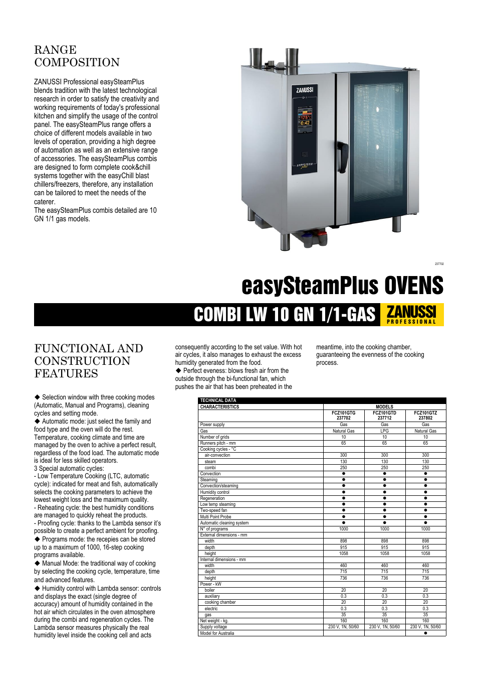 Zanussi easySteamPlus FCZ101GAG User Manual | 3 pages