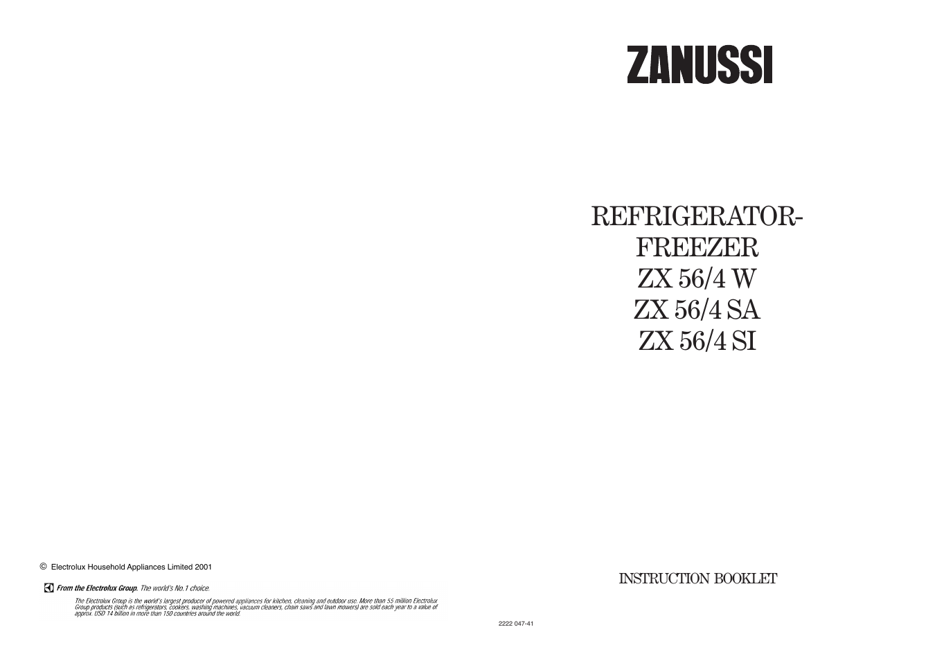 Zanussi ZX 56/4 SA User Manual | 12 pages