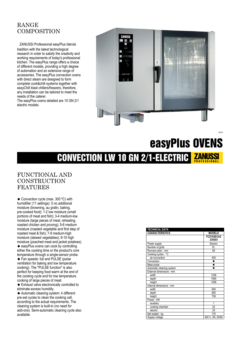 Zanussi EasyPlus FCZ102ECA User Manual | 3 pages