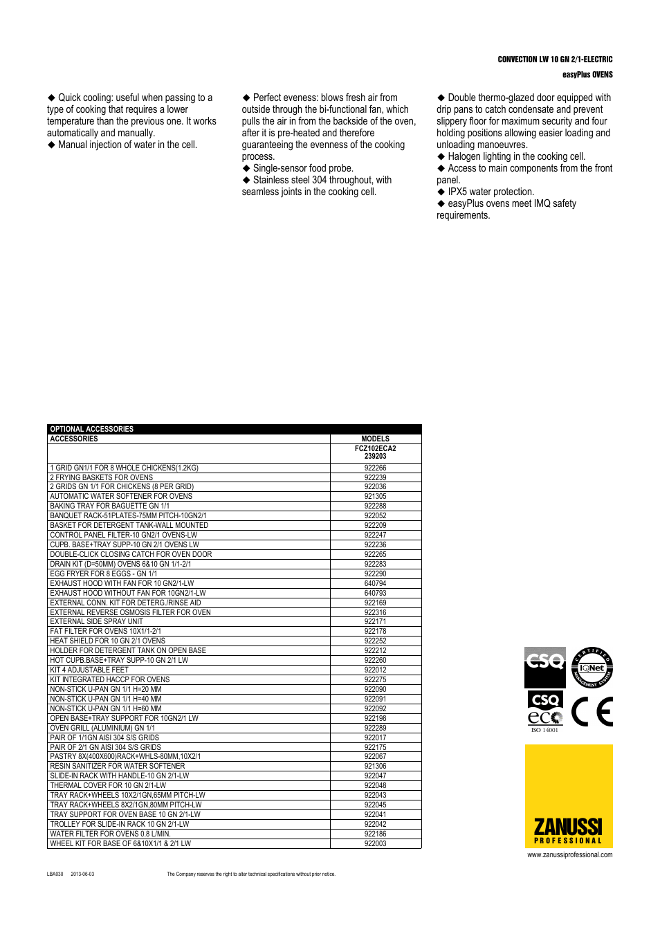 Zanussi | Zanussi EasyPlus FCZ102ECA User Manual | Page 2 / 3