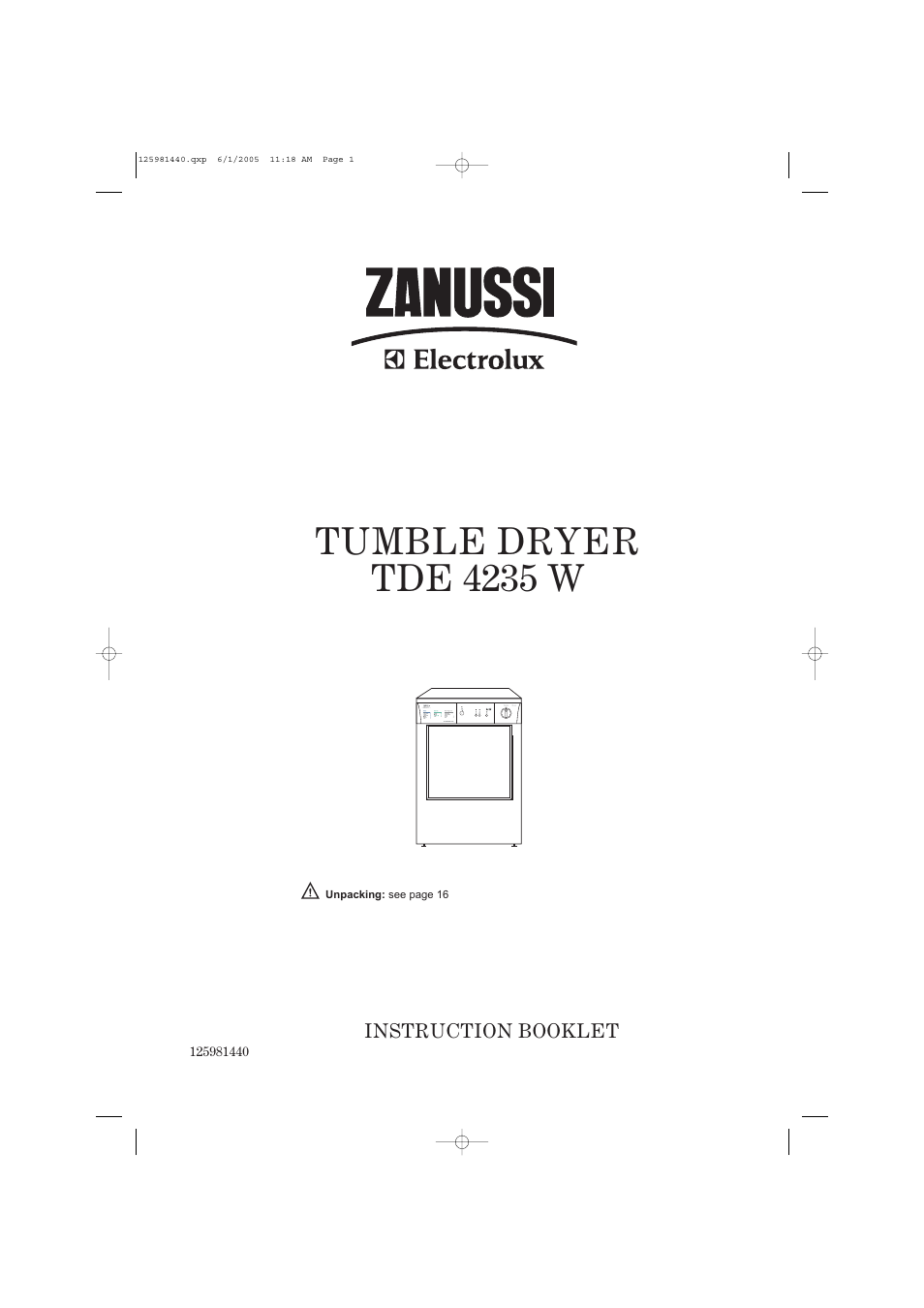 Zanussi TDE 4235 W User Manual | 19 pages