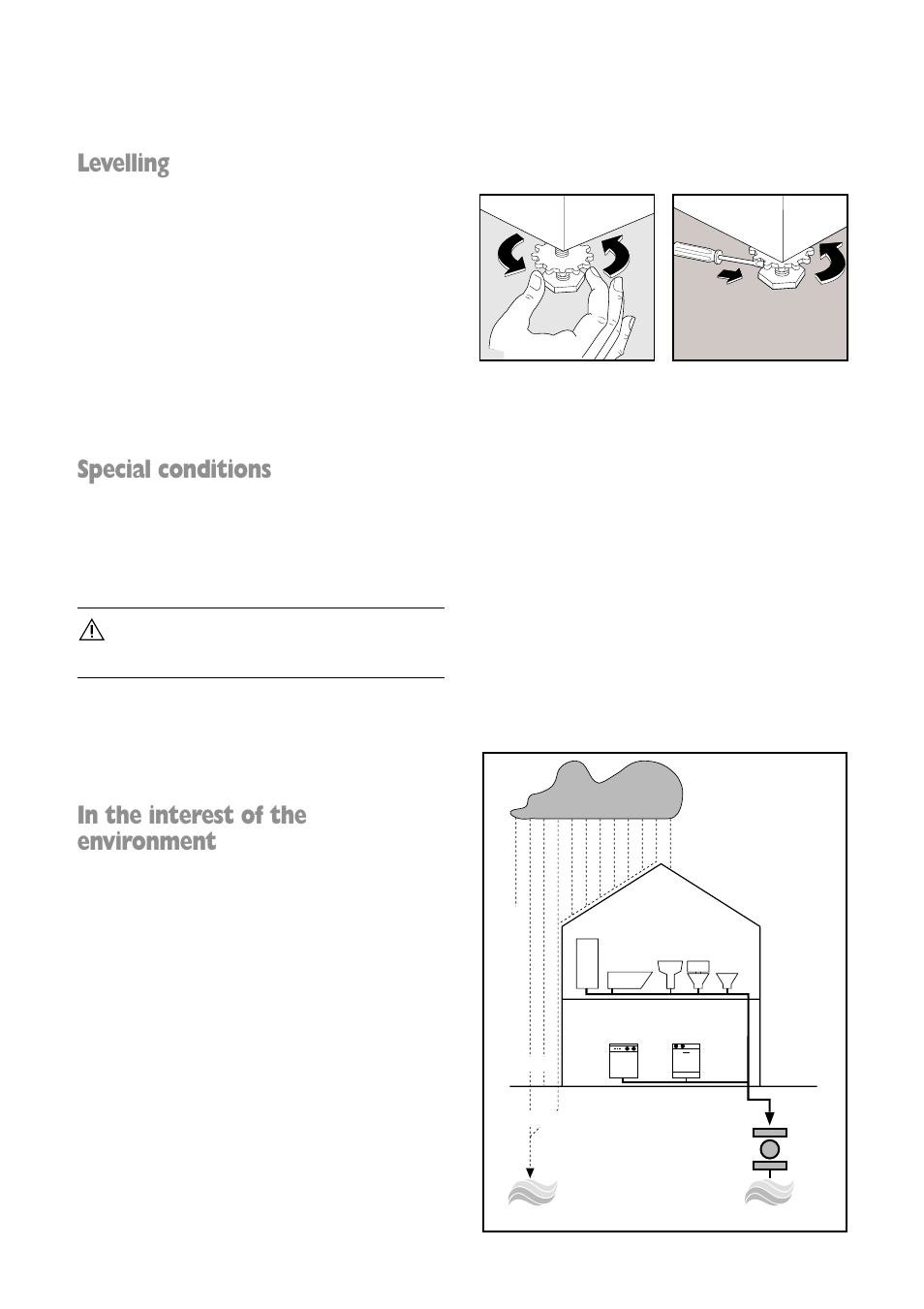 Levelling, Special conditions | Zanussi FLA 802 W User Manual | Page 28 / 32