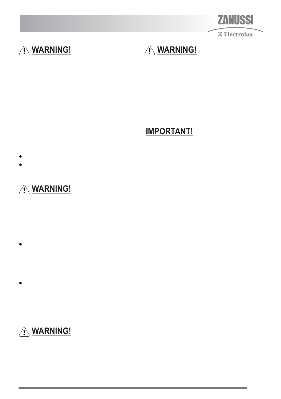 Hints and tips, Warning, Important | Zanussi ZKG6020 User Manual | Page 11 / 40