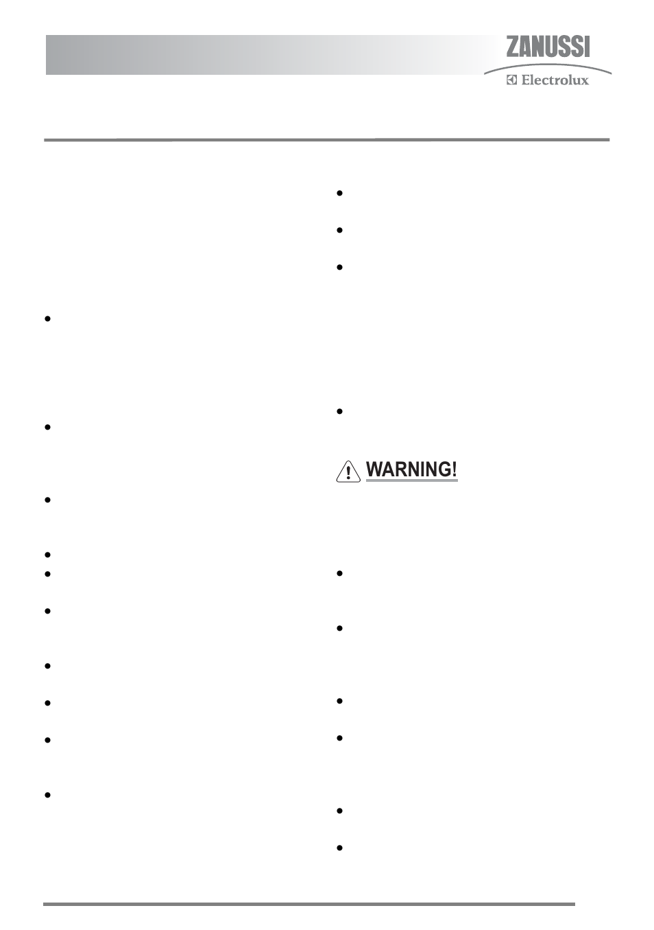 Important safety instructions, Installation, Child safety | During use, Warning | Zanussi ZKG6020 User Manual | Page 3 / 40