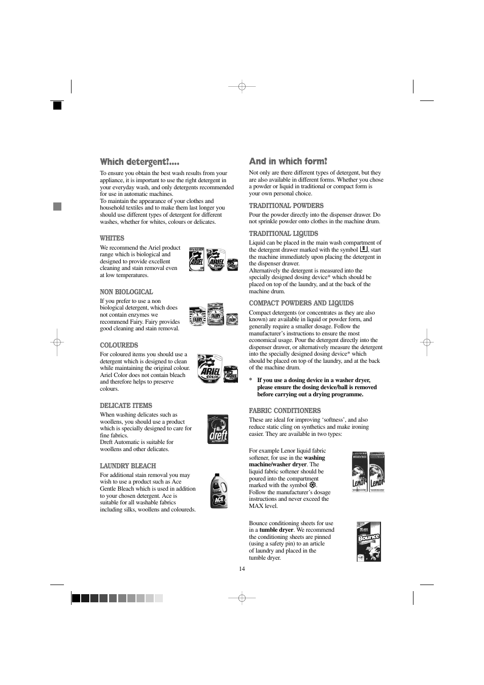 And in which form, Which detergent | Zanussi FS 1055 W User Manual | Page 14 / 28