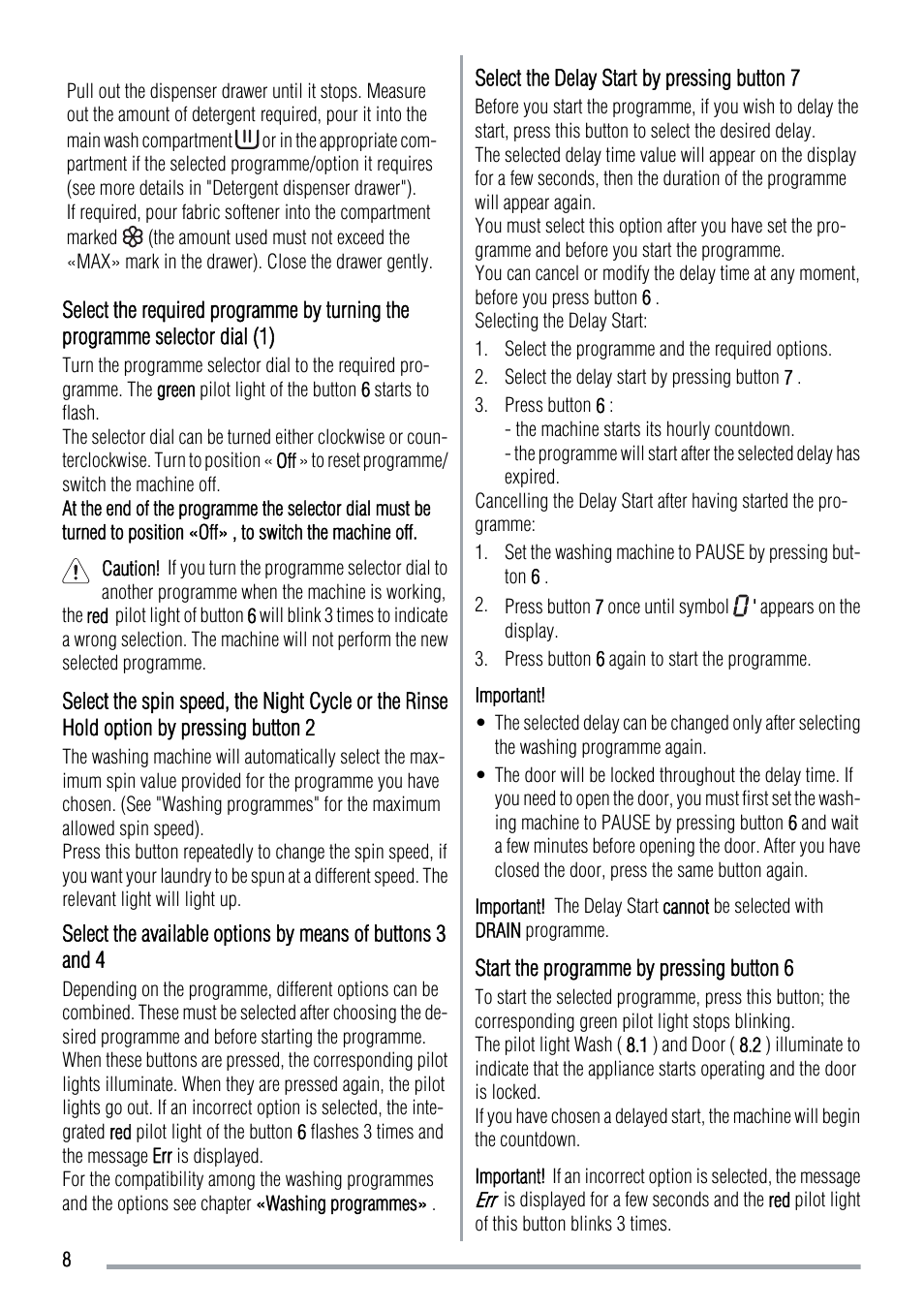 Zanussi ZWF 12380W User Manual | Page 8 / 28