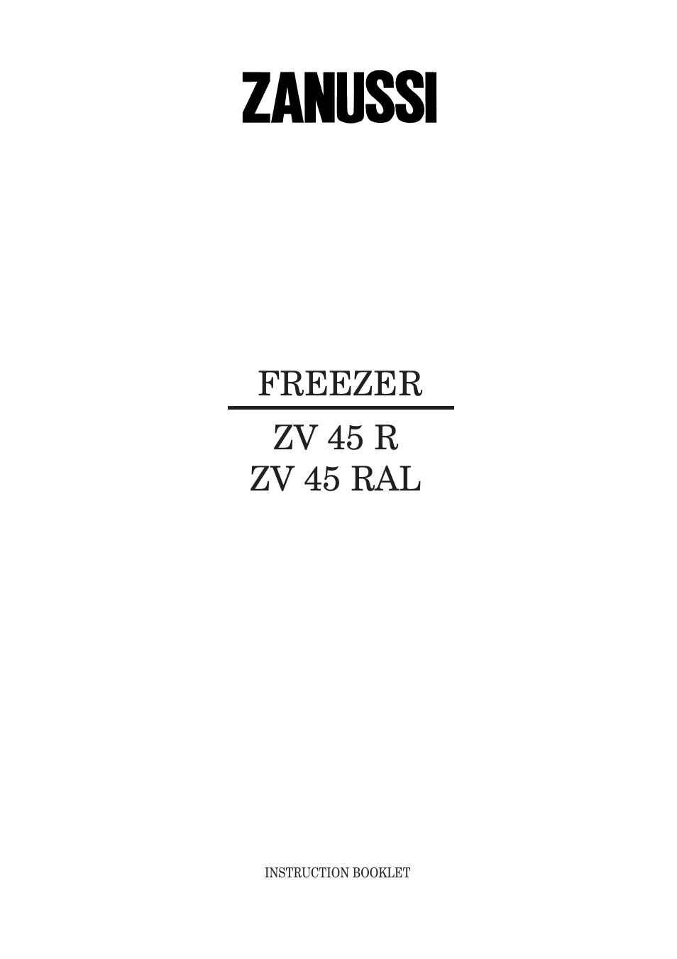 Zanussi ZV 45 R User Manual | 16 pages