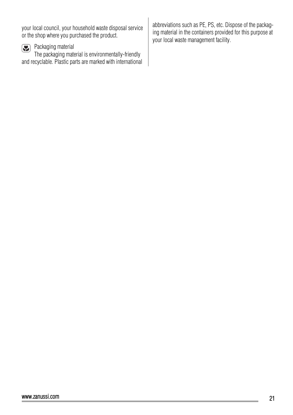 Zanussi ZOP37902 User Manual | Page 21 / 24