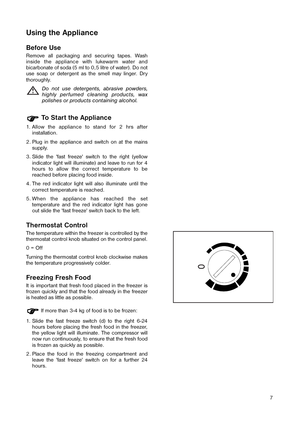 Using the appliance | Zanussi ZEF 55 W User Manual | Page 7 / 16