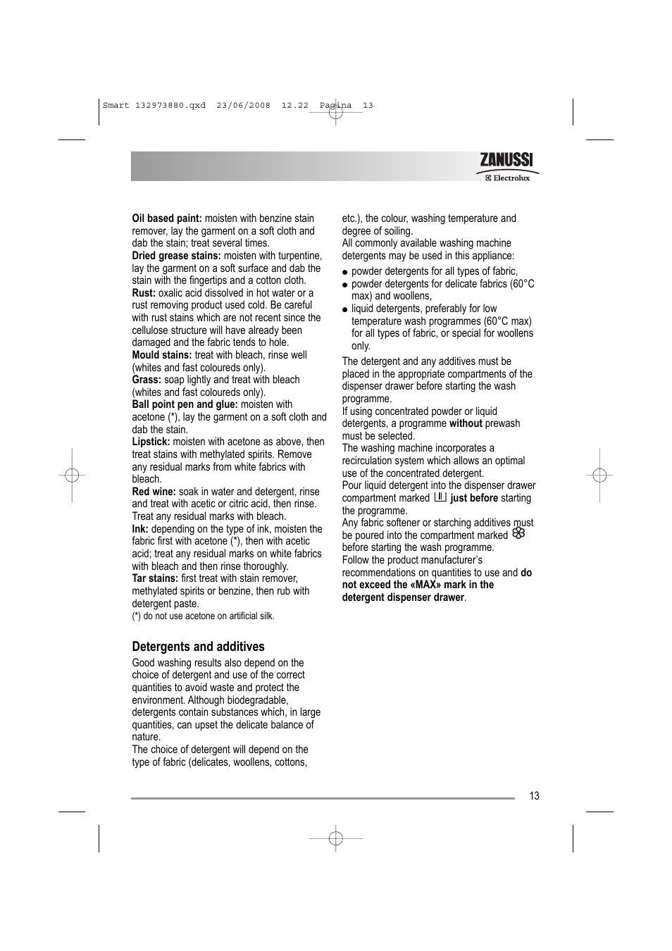 Zanussi ZWF 14581 W User Manual | Page 13 / 36