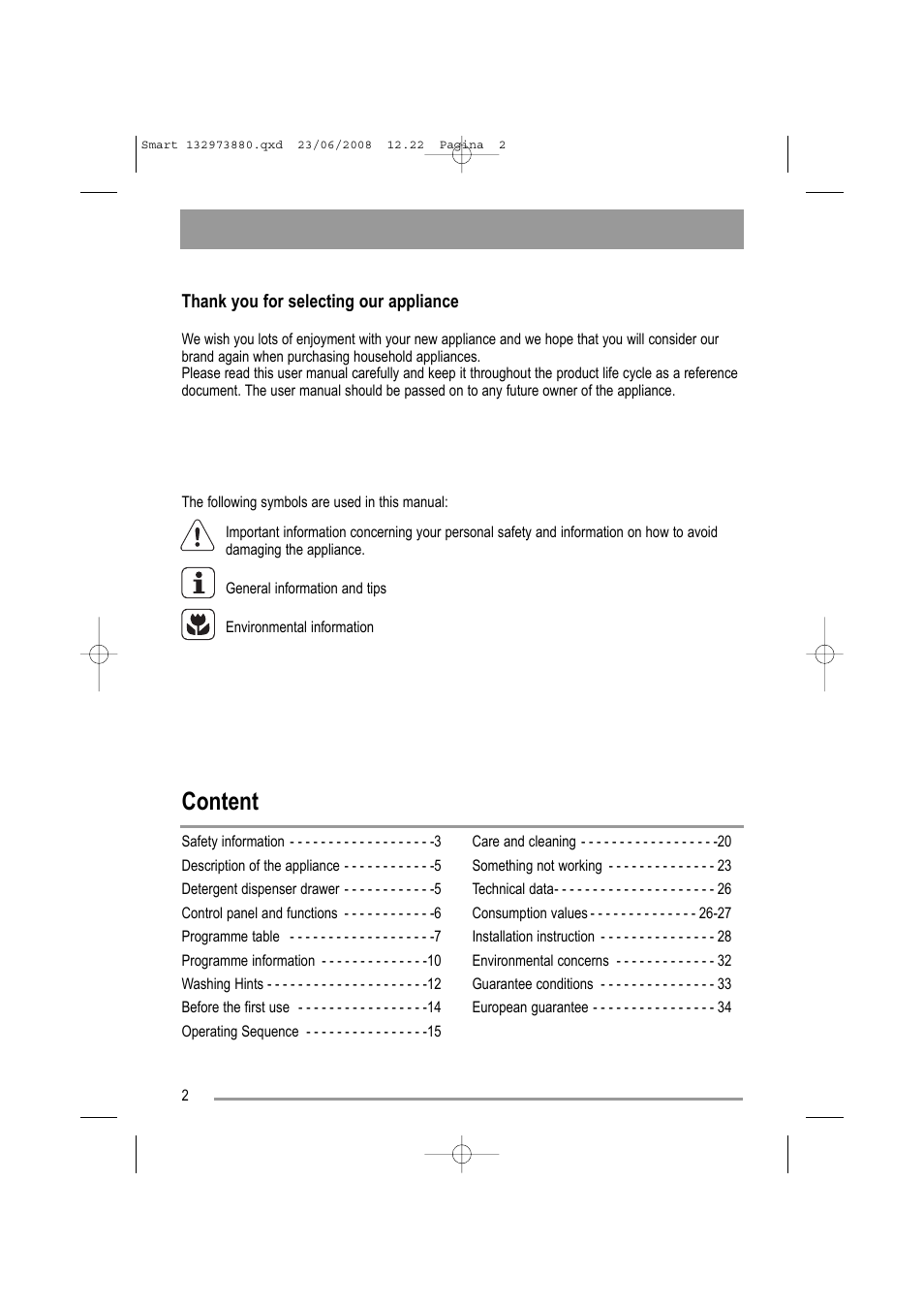 Content | Zanussi ZWF 14581 W User Manual | Page 2 / 36