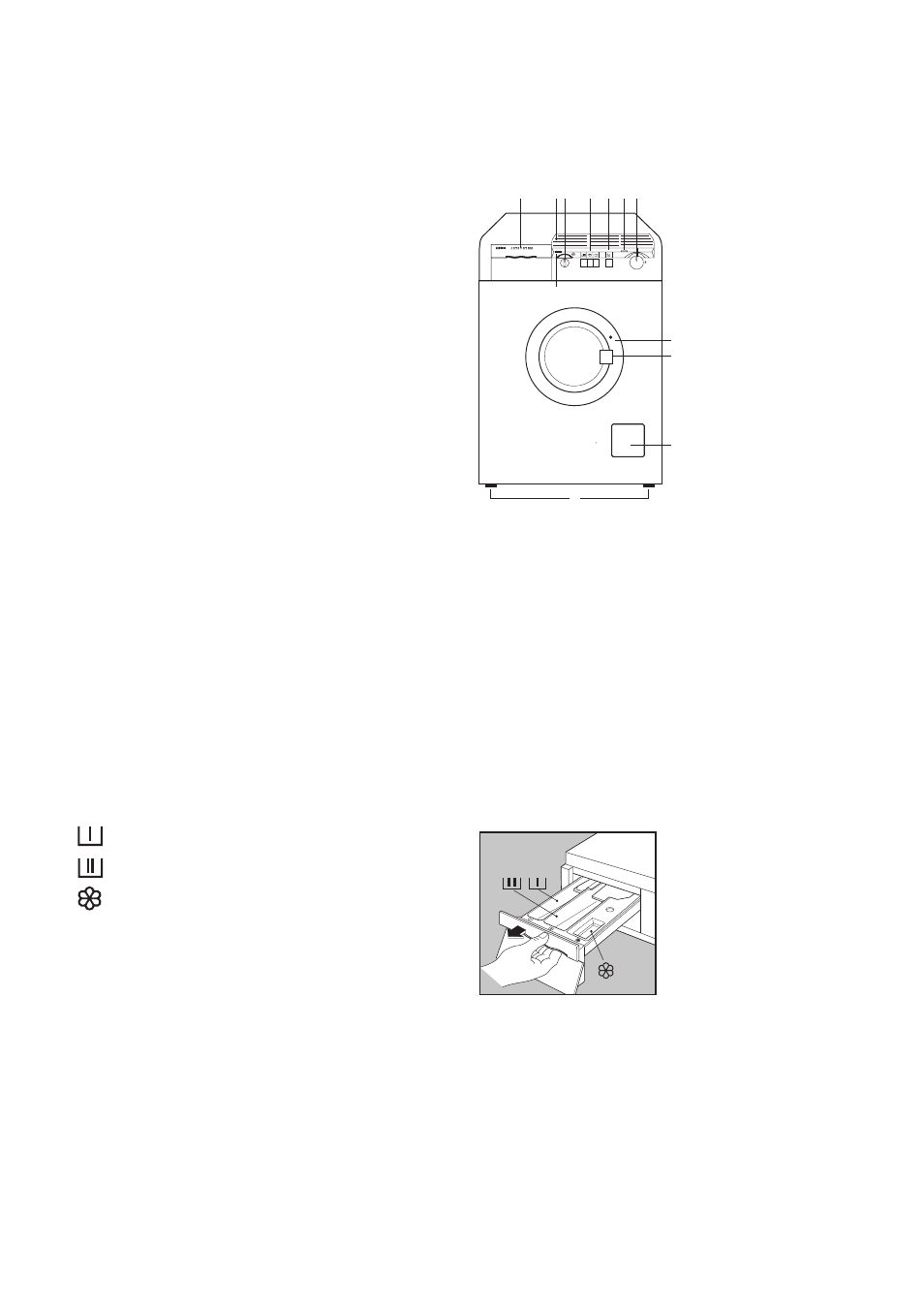 Description of the appliance, Door locked pilot light, Detergent dispenser drawer | Zanussi WJS 1197 W User Manual | Page 5 / 31