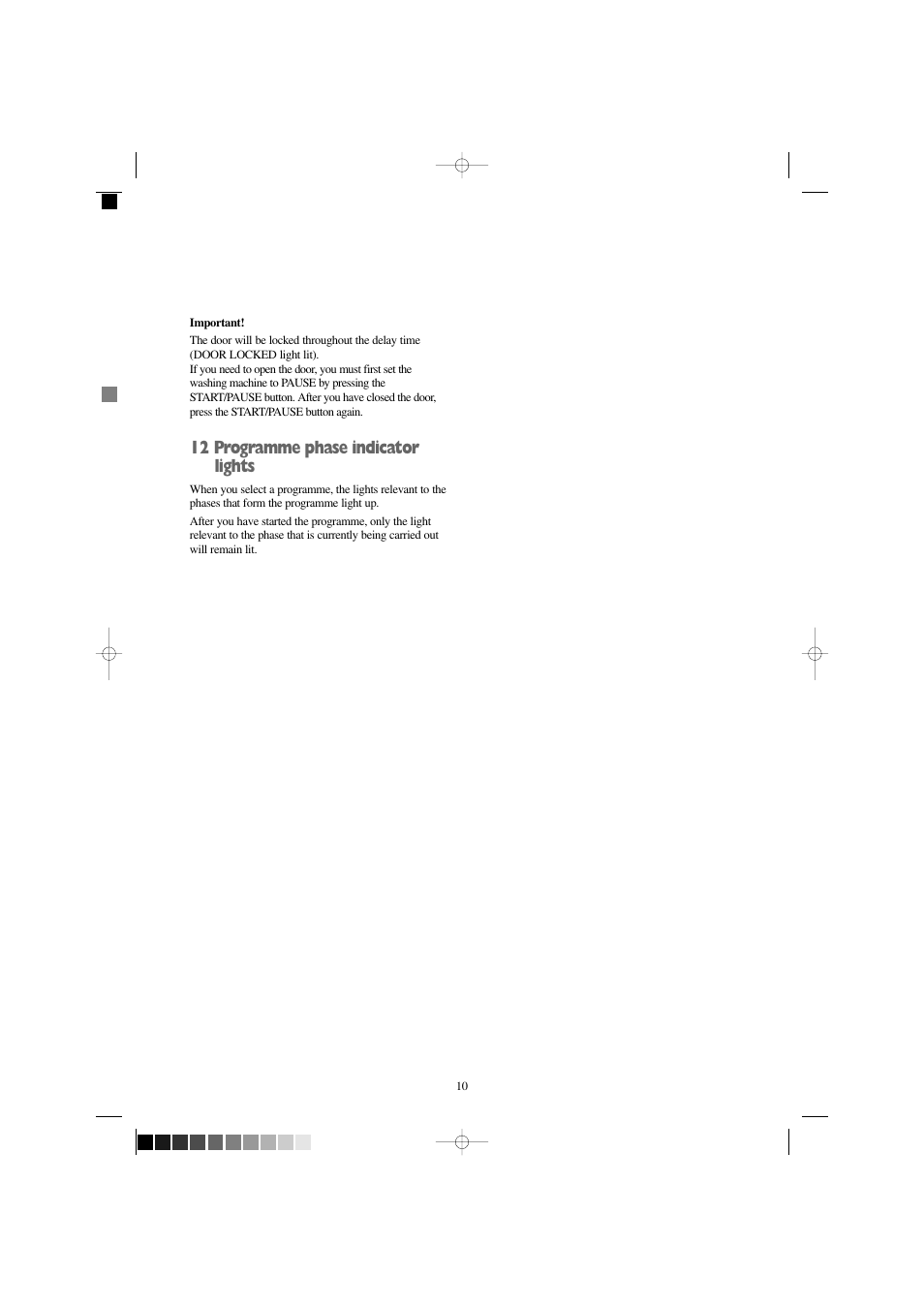 12 programme phase indicator lights | Zanussi IZ 141 W User Manual | Page 10 / 28