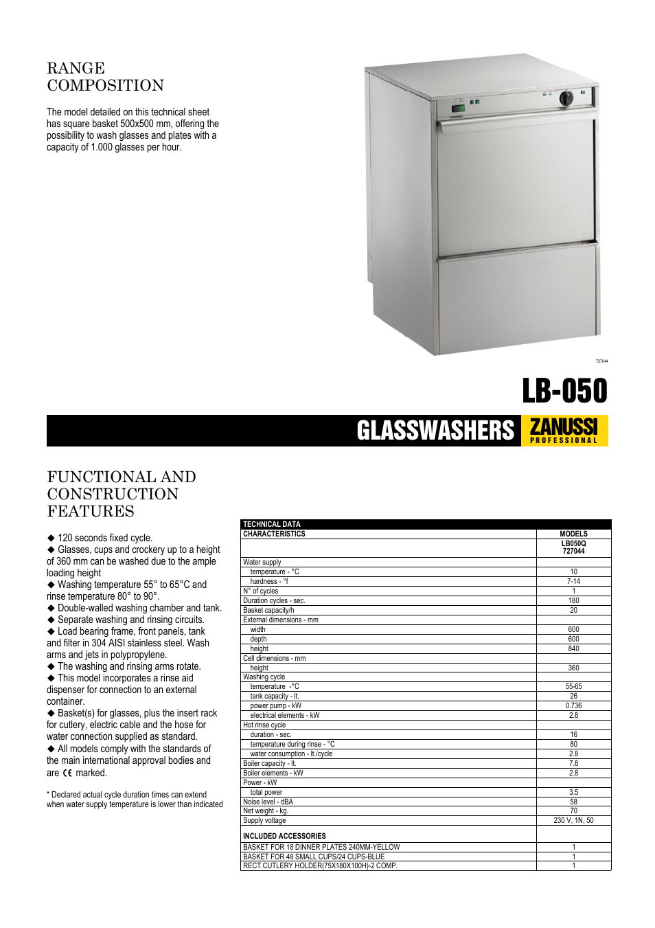 Zanussi 727044 User Manual | 2 pages