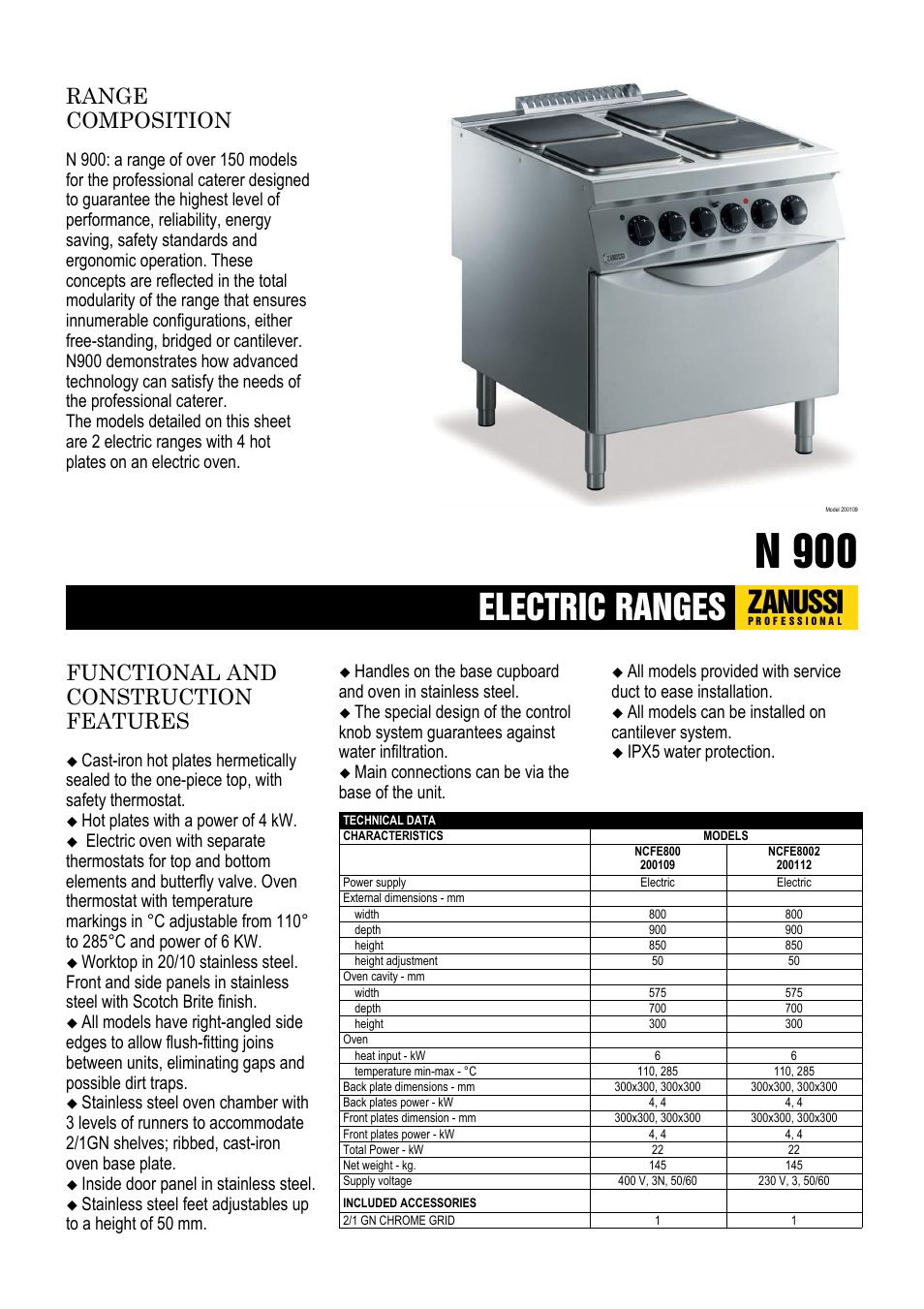 Zanussi NCFE800 User Manual | 2 pages