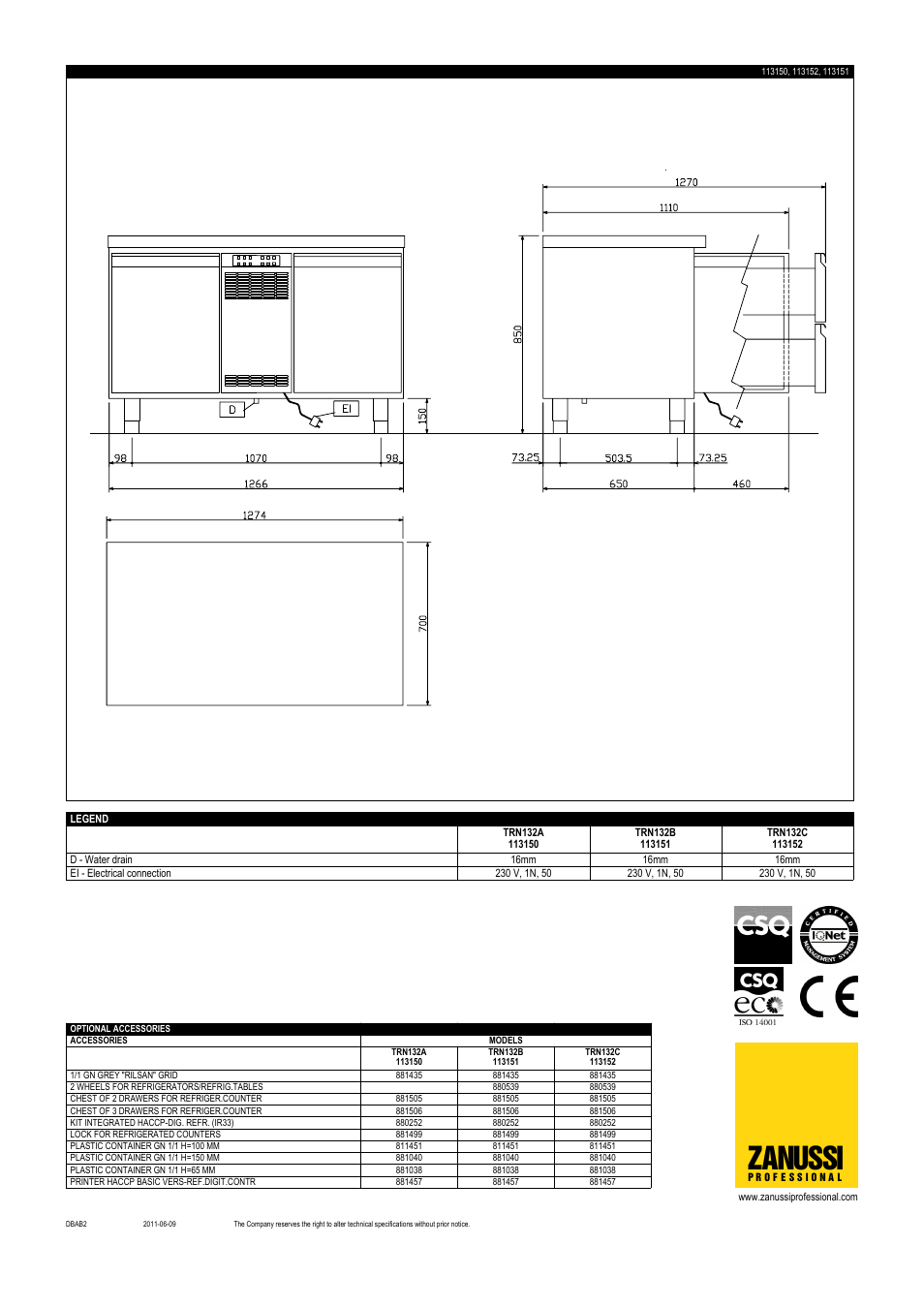 Zanussi | Zanussi 113150 User Manual | Page 2 / 2