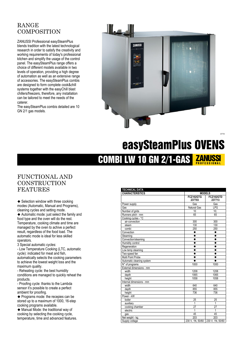 Zanussi easySteamPlus FCZ102GAD User Manual | 3 pages