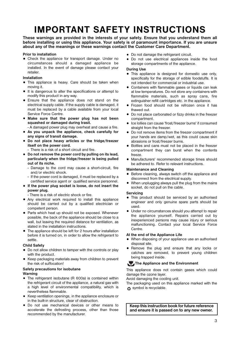 Impor | Zanussi ZRD 1843 User Manual | Page 3 / 20