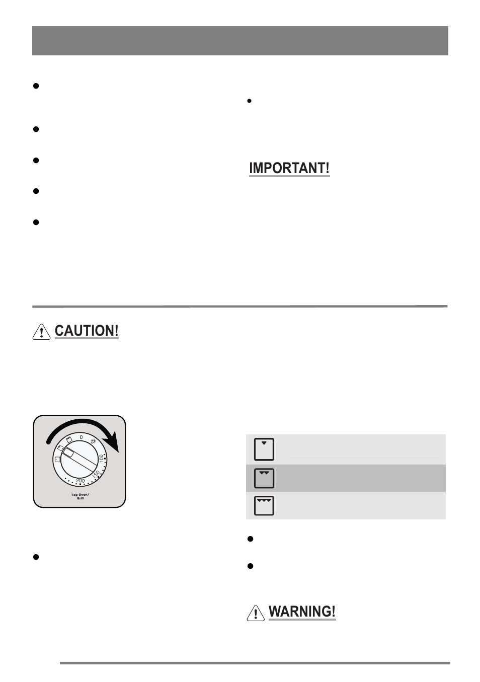 The grill, Hot hob indicator, Using the grill | Important, Caution, Warning | Zanussi ZKC6040 User Manual | Page 14 / 40