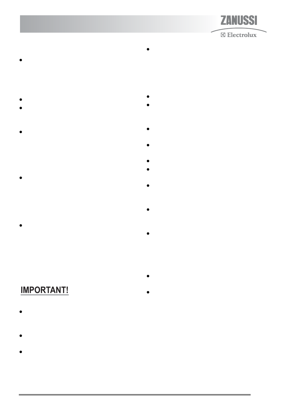 Cleaning the grill/oven furniture, Important | Zanussi ZKC6040 User Manual | Page 29 / 40