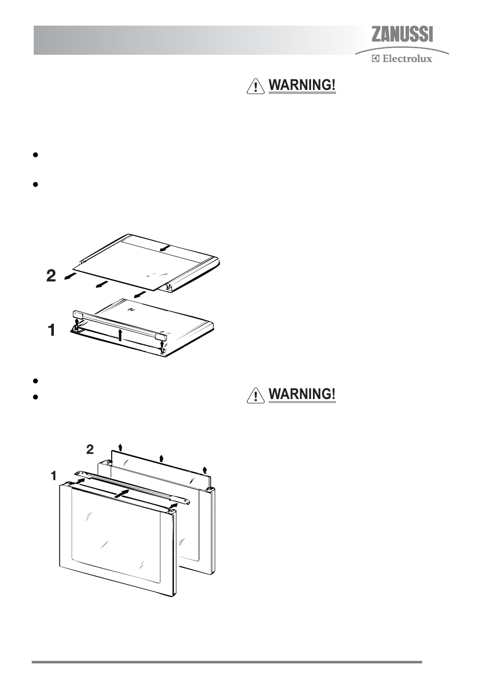 Warning | Zanussi ZKC6040 User Manual | Page 31 / 40