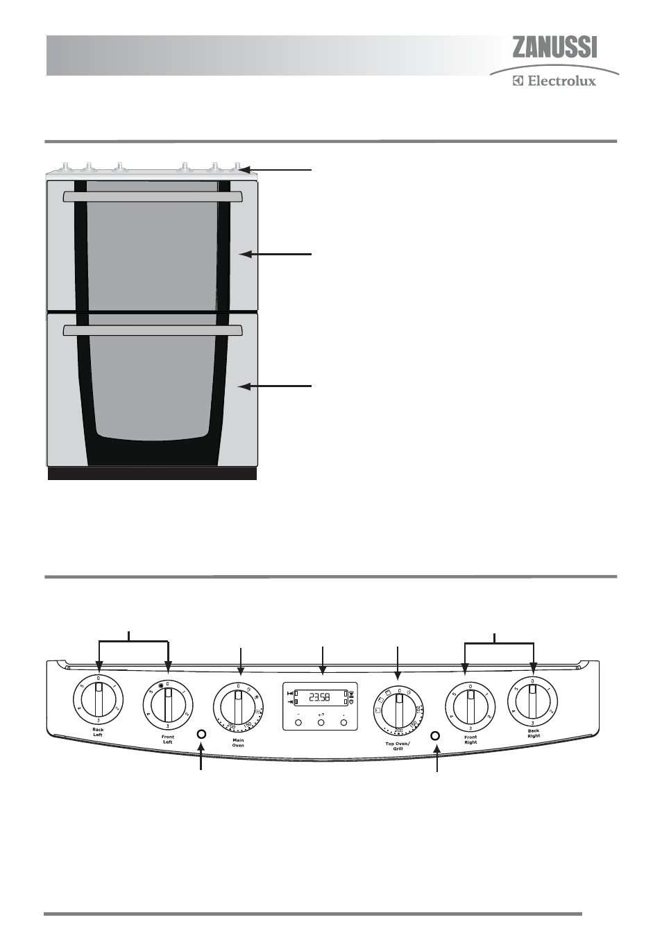 Product description, Controls and their functions | Zanussi ZKC6040 User Manual | Page 5 / 40