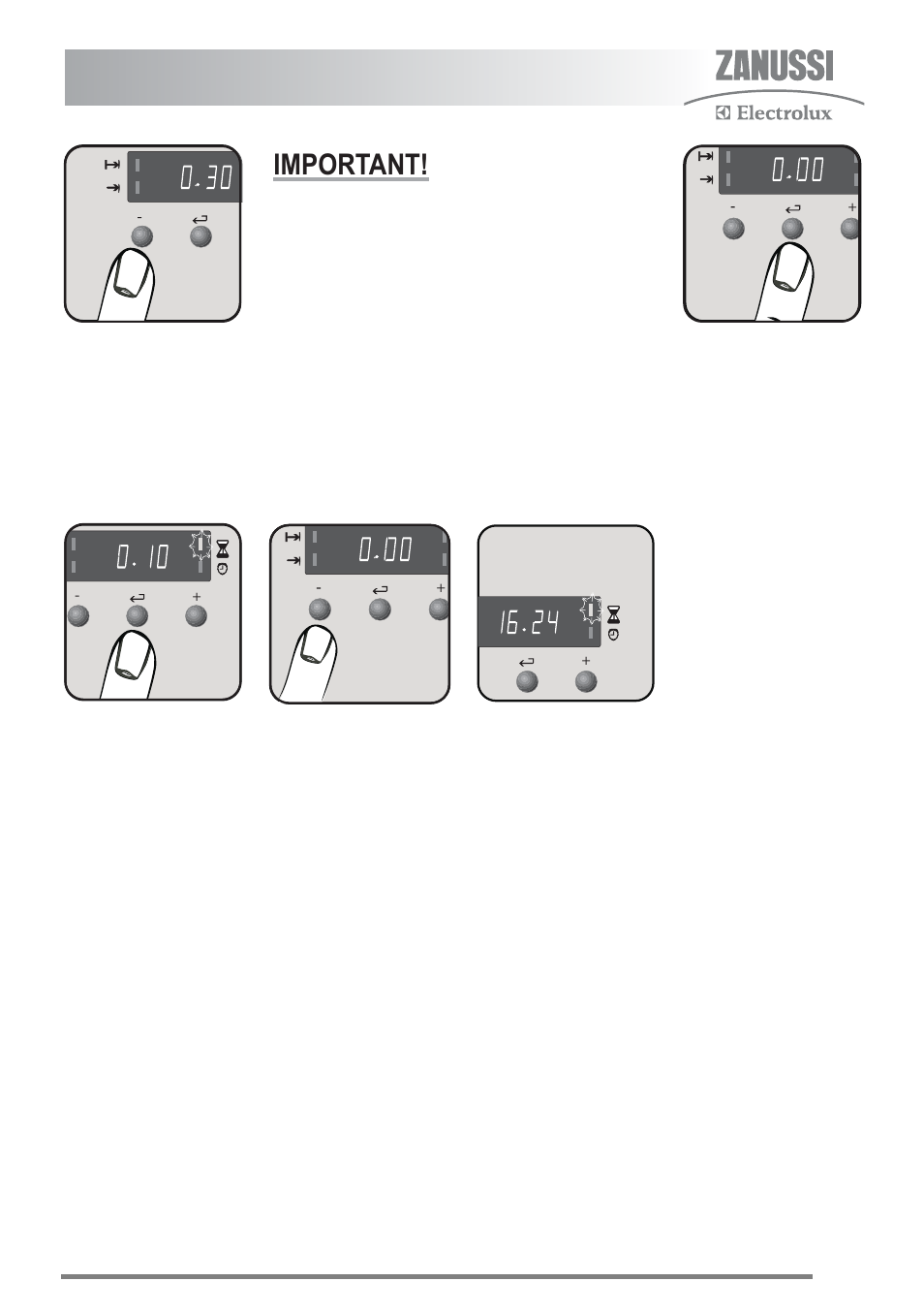 Setting the oven timer control, Important | Zanussi ZKC6040 User Manual | Page 9 / 40