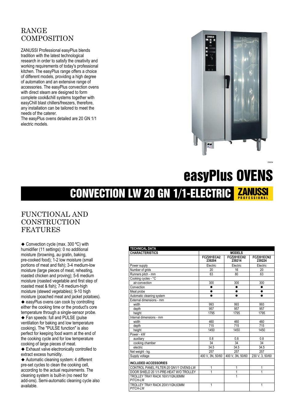 Zanussi EasyPlus 239014 User Manual | 3 pages