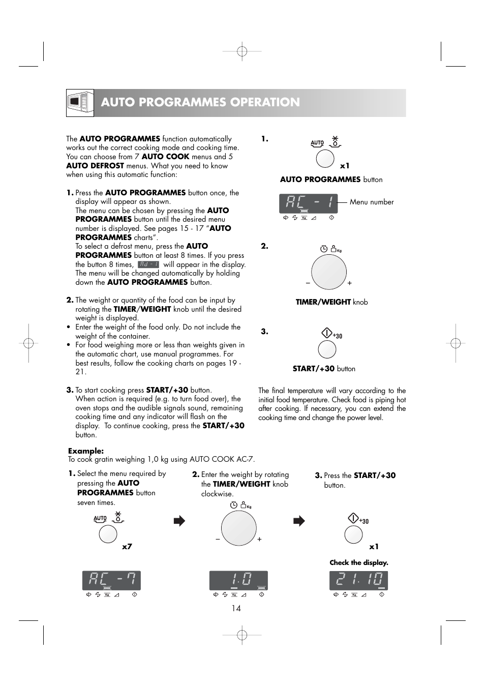 Auto programmes operation | Zanussi ZM176ST User Manual | Page 16 / 39