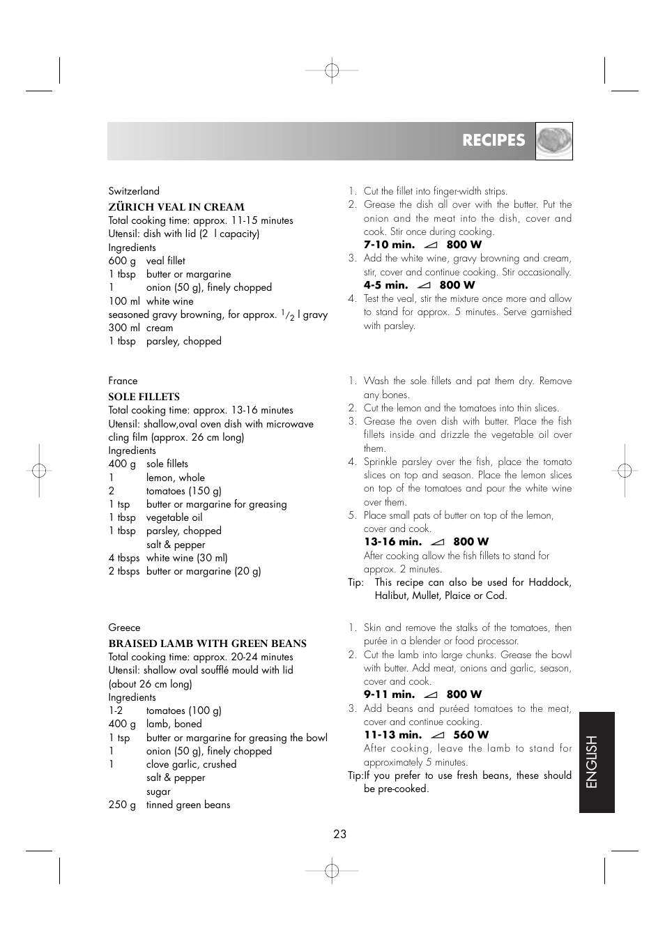 Recipes, English | Zanussi ZM176ST User Manual | Page 25 / 39