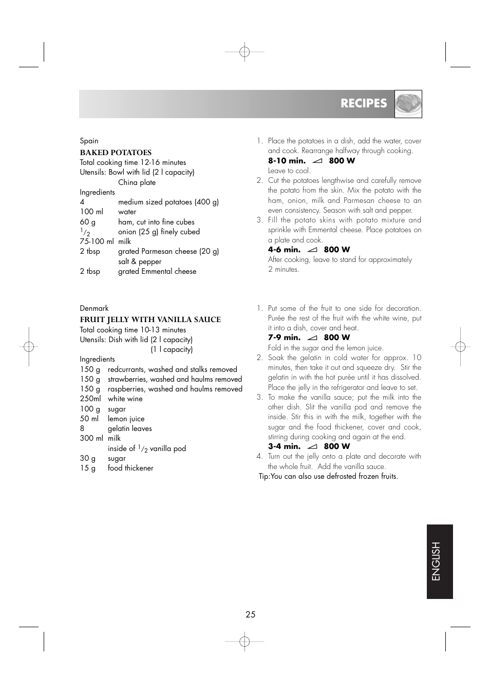 Recipes, English | Zanussi ZM176ST User Manual | Page 27 / 39