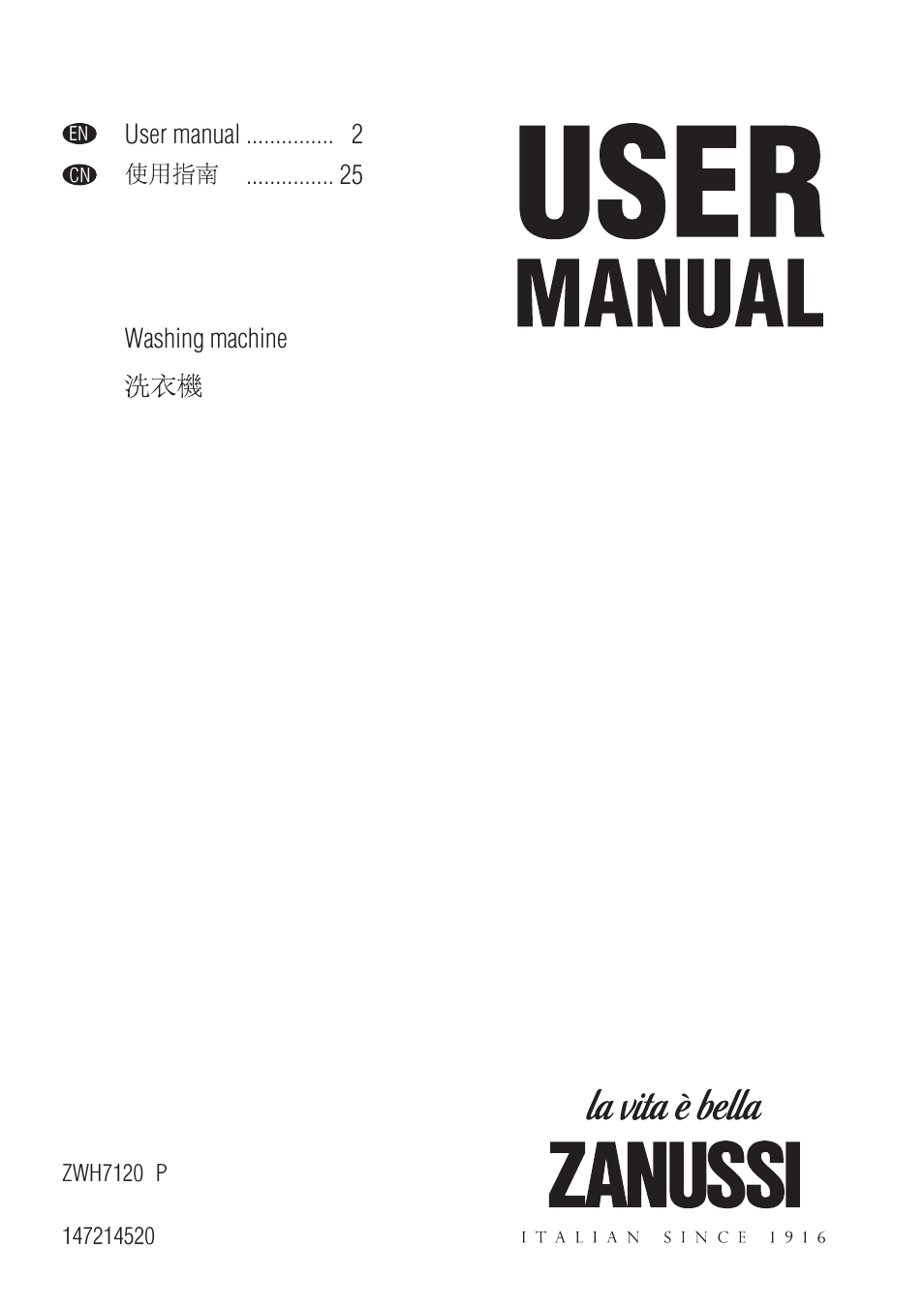 Zanussi LA VITA E BELLA ZWH7120 P User Manual | 24 pages