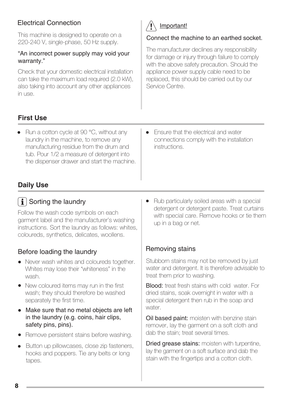 Zanussi LA VITA E BELLA ZWH7120 P User Manual | Page 8 / 24