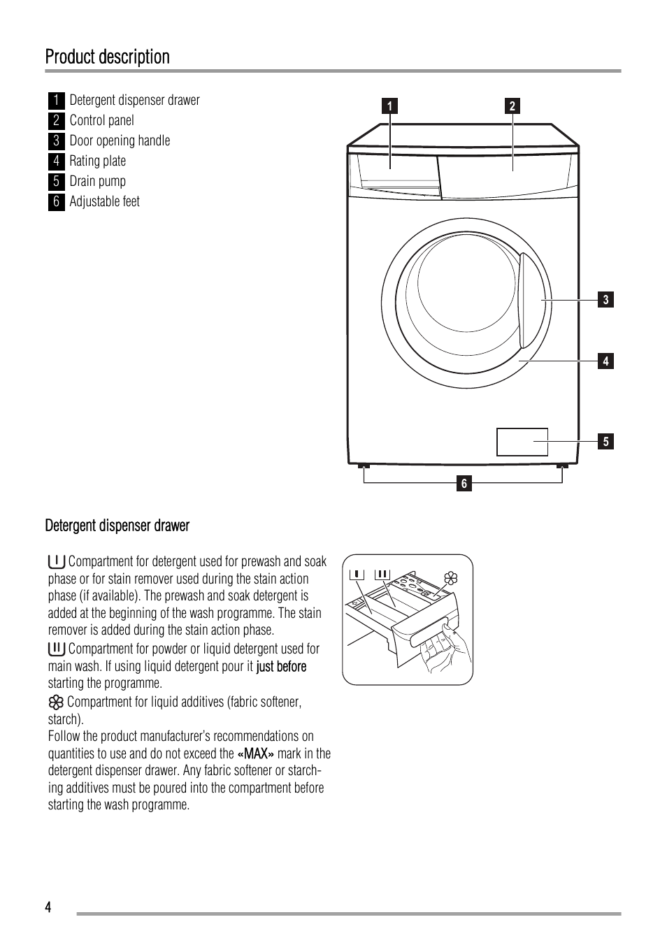 Product description | Zanussi ZWH 7162 J User Manual | Page 4 / 28