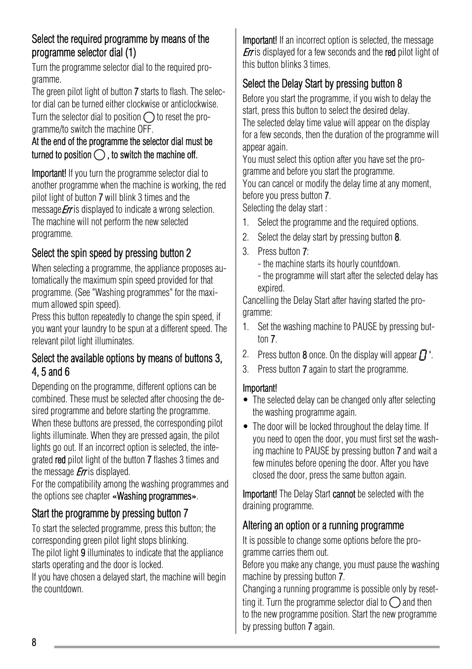 Zanussi ZWH 7162 J User Manual | Page 8 / 28